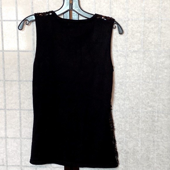 NEW! VERVE Black OBLONG Shiny SEQUINS HOLIDAY PARTY Sleeveless TANK TOP MEDIUM - Picture 4 of 8